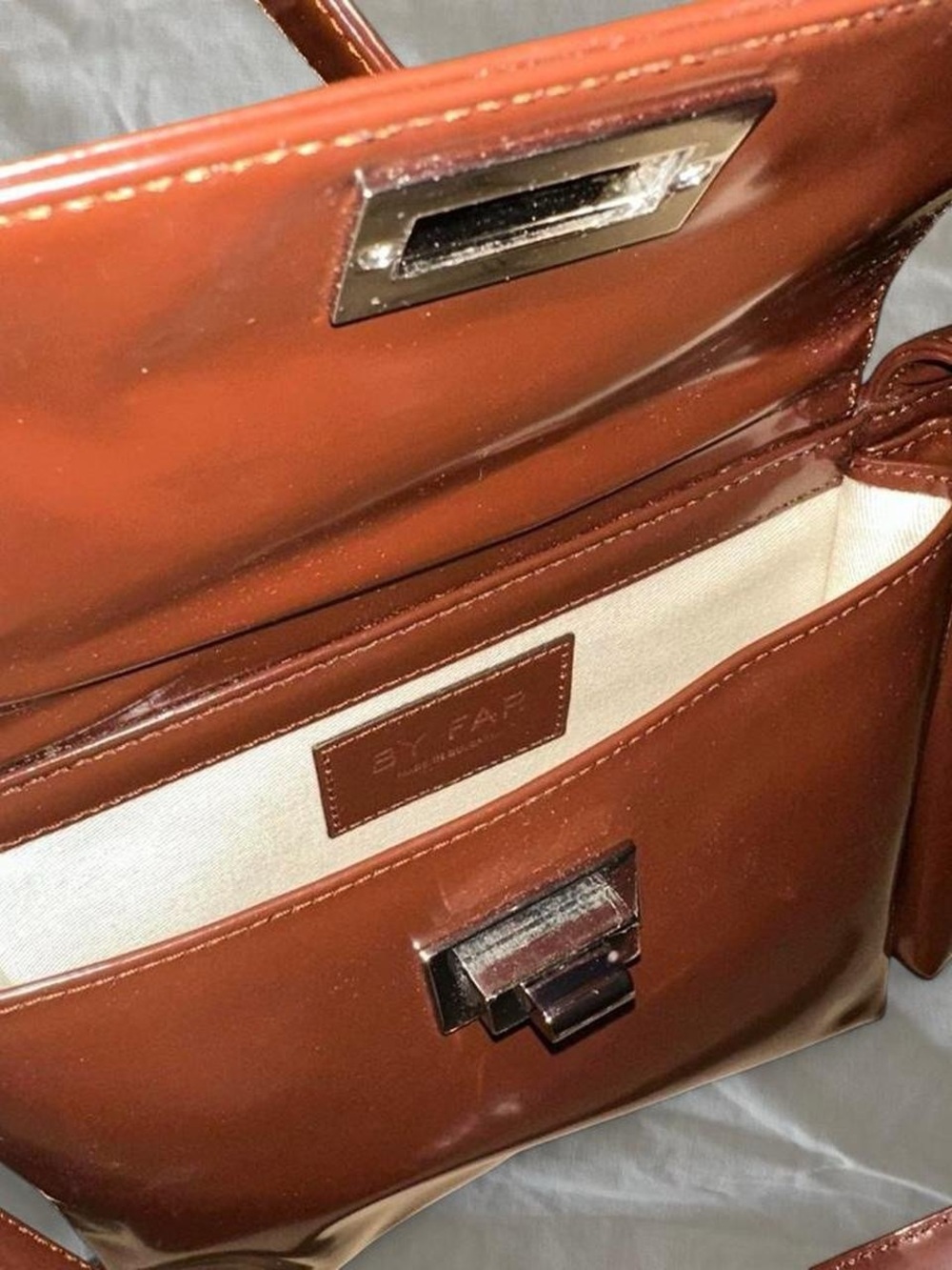 BY FAR Billy Brown Leather Shoulder Bag with Adjustable Strap - Picture 7 of 8